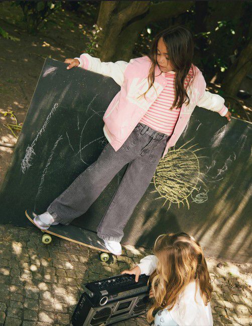 Calças de Ganga Culotte, Menina, Cinzento